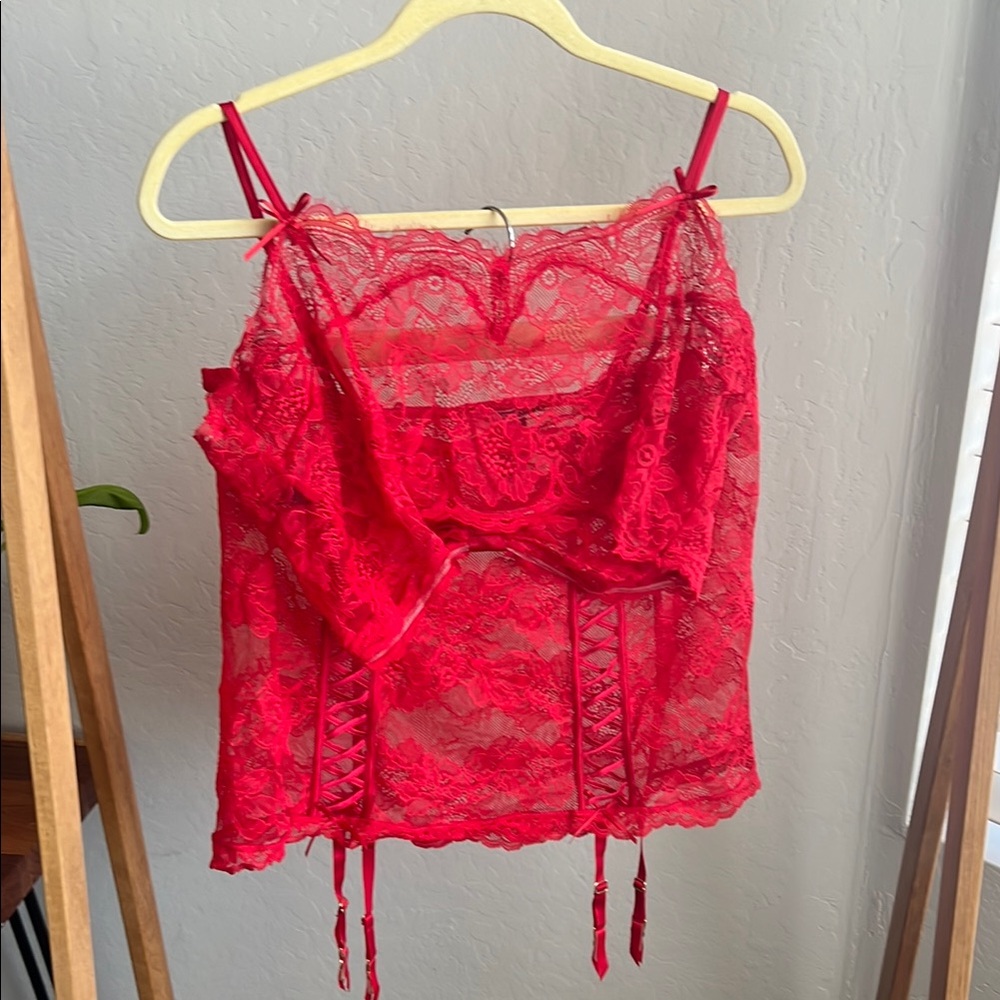 Victoria's Secret Red Lace Lingerie Set